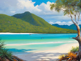 AI art colorful painting of Whitehaven Beach Whitsunday Island Australia 4