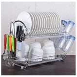 2-3 Tiers Dish Drying Rack Kitchen Washing Holder Basket Plated Iron Knife Sink Drainer Organizer