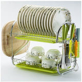 2-3 Tiers Dish Drying Rack Kitchen Washing Holder Basket Plated Iron Knife Sink Drainer Organizer