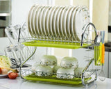 2-3 Tiers Dish Drying Rack Kitchen Washing Holder Basket Plated Iron Knife Sink Drainer Organizer