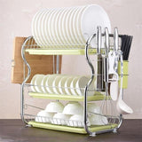 2-3 Tiers Dish Drying Rack Kitchen Washing Holder Basket Plated Iron Knife Sink Drainer Organizer