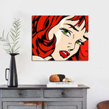 Lichtenstein Red Hair Beauty FRAME AVAILABLE HQ Canvas Painting Decorative