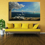 The Waves Book Sailboat Salvador Dali by Kush FRAME AVAILABLE HQ Canvas Print