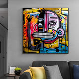 Graffiti Street Art Big Face HQ Canvas Print Wall Art