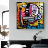 Graffiti Street Art Big Face HQ Canvas Print Wall Art