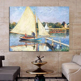 Hand Painted Claude Monet Boaters at Argenteuil 1874 Impression Art Landscape Oil Paintings