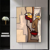 Hand Painted Picasso Abstract Figures Blending In Face Canvas Painting