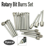 20pcs HSS Carbide Burr Set Rotary Drill Bits Milling Cutter Grinder Carving Engraving Polishing Tool Woodworking Drill Bit
