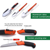 10pcs Garden Tools Home Gardening Planting Tool Set Hand Tools Weeding Shovel Rake Pruning Shears Folding Saw with Tote Bag