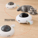Cats Teaser Toys Automatic Feather Teaser UFO Turntable Cat Catching Training Toys Interactive Teaser Pet Steering Chasing Toy