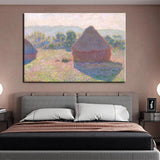 Hand Painted Claude Monet Meules milieu du jour Haystacks midday Impression Famous Landscape Oil Painting Art