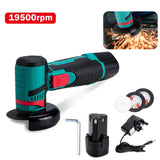 12V 500W Brushless Angle Grinder Mini Cordless Cutter Grinding Cutting Metal Wood Polishing Machine Power Tool with 2 Batteries