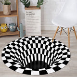 80cm Diameter Round Rug 3D Vortex Visual Illusion Carpet Living Room Rugs Bedroom Round Carpet Non-slip Doormat Blanket