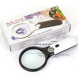 Illuminated Magnifier Reading Glasses Handheld Magnifying Glass with LED Light 3x/45x Zoom Magnifying Glass