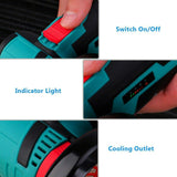 12V 500W Brushless Angle Grinder Mini Cordless Cutter Grinding Cutting Metal Wood Polishing Machine Power Tool with 2 Batteries