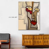 Hand Painted Picasso Abstract Figures Blending In Face Canvas Painting