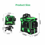 WAKYME 12 Lines Green Laser Level 3D Self-Leveling 360 Horizontal Vertical Cross Measure Tools Powerful Laser Leveling Device