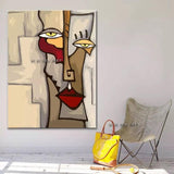 Hand Painted Picasso Abstract Figures Blending In Face Canvas Painting