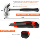 Multifunction Hand Tool Sets Household Repair Tool Kit Screwdriver Hammer Wrench Saw Scissors Flashlight Multi-tool with Case