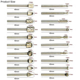 20pcs HSS Carbide Burr Set Rotary Drill Bits Milling Cutter Grinder Carving Engraving Polishing Tool Woodworking Drill Bit