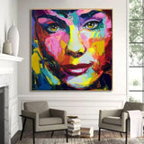 Hand Painted Palette knife portrait Cool Face Art Francoise Nielly Designer Oil painting canvas Wall