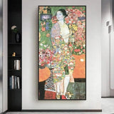 Hand Painted Gustav Klimt Japanese dancer Oil Painting Canvas Decorative Home