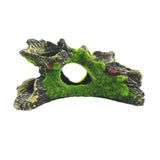 Aquarium Decor Resin Tree Hole Fish Play Hideout Cave with Lifelike Moss Simulation Decoration View Fish Tank Ornament