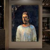 Hand Painted Oil Painting Paul Gauguin Self-Portrait: Near the Crucifixion Figure Nordic Abstract Retro Landscape