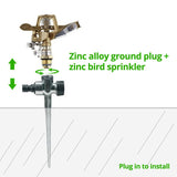 360 Degree Rotary Irrigation Sprayer Sprinkler Automatic Watering Garden Water Nozzle Impulse Sprayer Metal Spike Garden Tools