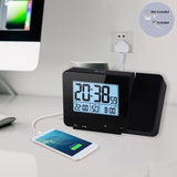 Alarm Clock Projection Digital Table Clock LED Projector Snooze Timer Wake Up Dual Alarm Backlight Temperature Humidity Display