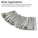 20pcs HSS Carbide Burr Set Rotary Drill Bits Milling Cutter Grinder Carving Engraving Polishing Tool Woodworking Drill Bit
