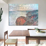 Hand Painted Claude Monet Cliff near Dieppe Cloudy Weather 1897 Art Landscape Oil Painting