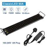53-150cm Aquarium LED Lighting Fish Tank Light Lamp with Extendable Brackets 90 White and 18 Blue LEDs Fits for Aquarium