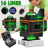4D 16 Line Laser Level Self-Leveling 360 Horizontal and Vertical Cross Measure Tool Powerful Construction Laser Level Instrument