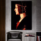 Hand Painted Leonardo da Vinci Portrait of the Lady with Pearl Headdress Oil Painting Canvasative