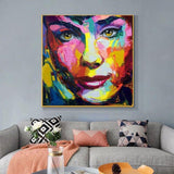 Hand Painted Palette knife portrait Cool Face Art Francoise Nielly Designer Oil painting canvas Wall