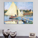 Hand Painted Claude Monet Boaters at Argenteuil 1874 Impression Art Landscape Oil Paintings