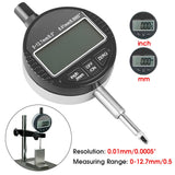 0-12.7mm/0.5 inch Digital Dial Indicator Measuring Instruments Precise 0.01mm Resolution Indicator Meter Measuring Probes Gauge