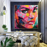 Portrait Face Oil painting Palette Knife Impasto figure canvas Hand Painted Francoise Nielly