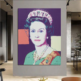 Hand PaintedQueen Elizabeth II Andy Warhol Masterpiece Canvas Oil Painting Walls