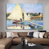 Hand Painted Claude Monet Boaters at Argenteuil 1874 Impression Art Landscape Oil Paintings