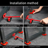 5Pcs/set Furniture Lifter Sliders Kit Furniture Appliances Transport Handling Tools Wheel Bar Easy Move Device 100Kg/220Lbs