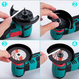 12V 500W Brushless Angle Grinder Mini Cordless Cutter Grinding Cutting Metal Wood Polishing Machine Power Tool with 2 Batteries