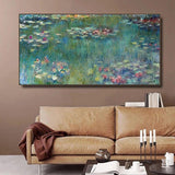 Hand Painted Claude Monet Water Lotus Canvas Oil Paintings Decor