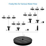 Solar Water Fountain Free-Standing Portable Fountain Bath Outdoor Decoration Powered Fountain for Garden Backyard Pond