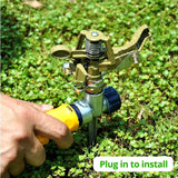 360 Degree Rotary Irrigation Sprayer Sprinkler Automatic Watering Garden Water Nozzle Impulse Sprayer Metal Spike Garden Tools