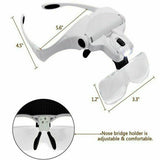 Magnifying Glasses LED Light Headband Illuminated Magnifier Head Mount Loupe Magnifier Optical Glass Tool for Repair Reading