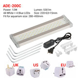 Aquarium Led Lighting for Aquarium Plant 12W-24W Ultra-thin Aluminum Alloy Fish Tank Plant Grow LED Lighting 6500-7500K