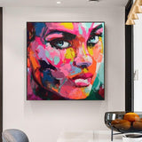 Portrait Face Oil painting Palette Knife Impasto figure canvas Hand Painted Francoise Nielly