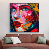 Nielly Francoise Art Hand Painted People Face Oil Painting on Canvas for Abstract Knife Figure Face